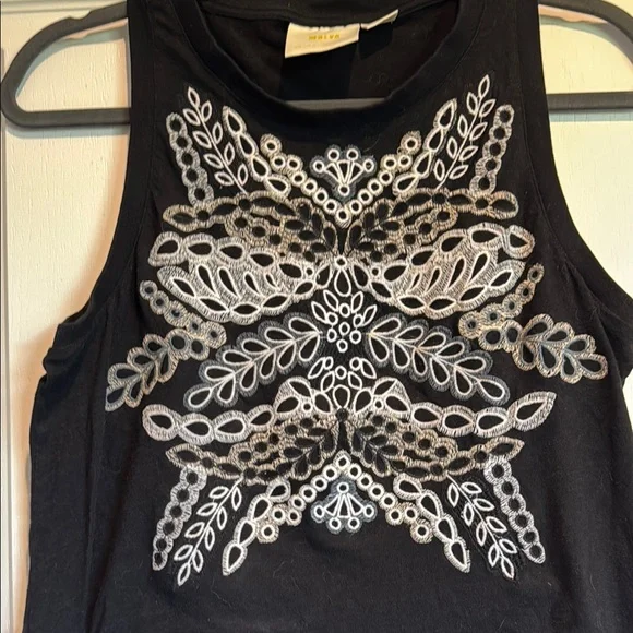 Maeve Black Tank Top with Silver Embroidery - Picture 3 of 5
